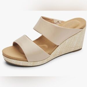 Rockport Beige Tan Espadrille Wedge Sandals